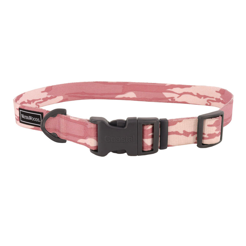 Coastal Water Woods Adjustable Dog Collar Bottomland Pink, 18-26 in