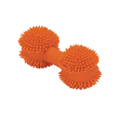 Rascals Latex Spiny Dumbbell Dog Toy, Orange, 3.5 in