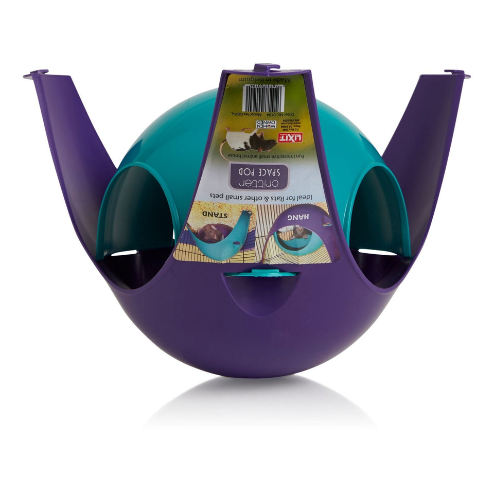 Lixit Critter Space Pod Small Animal House Purple/Blue 1ea/LG - Small Animal Habitats