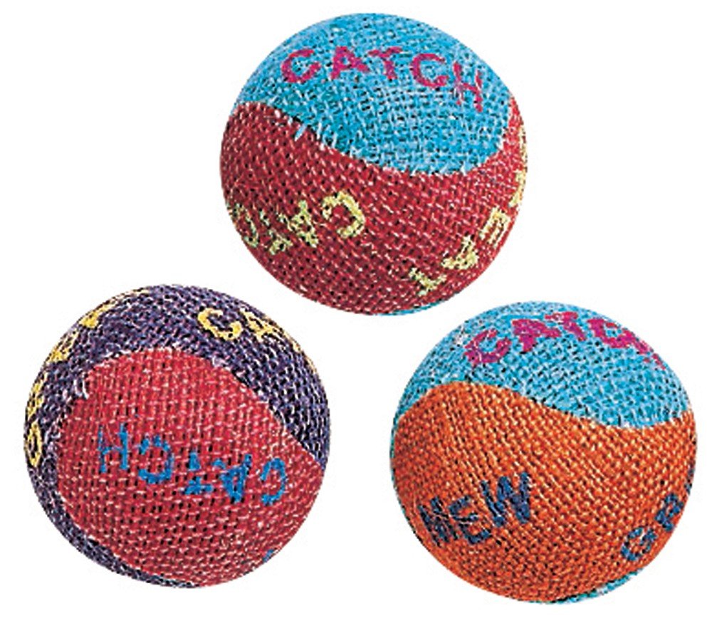 Spot Burlap Ball Catnip Toy Assorted 1.5 in 3 Pack - Pets Perfect