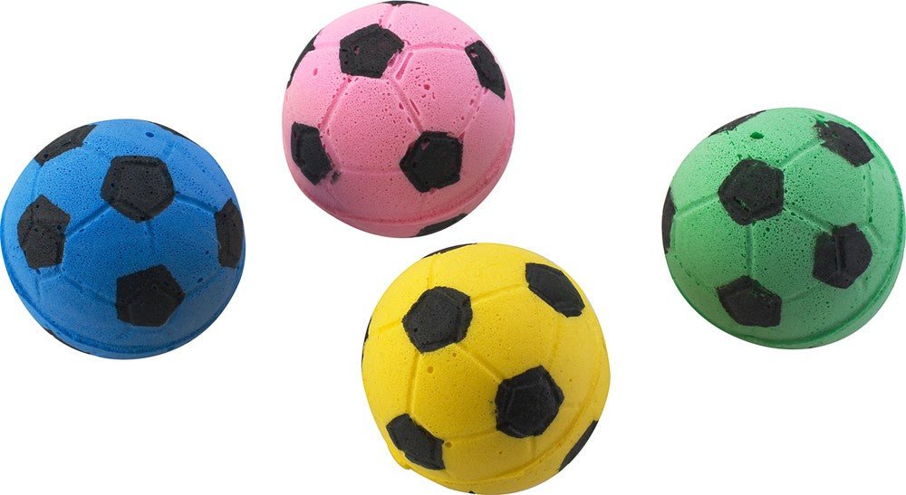 Spot Sponge Soccer Ball Cat Toy Multi - Color 4 Pack - Pets Perfect