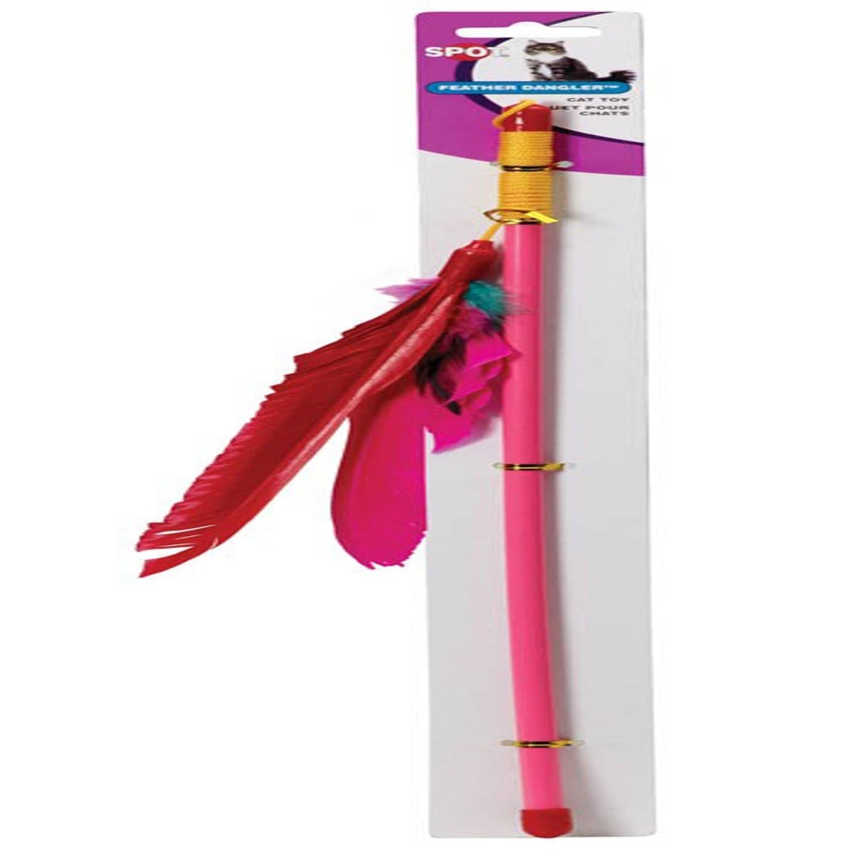Spot Feather Dangler Teaser Wand Cat Toy Multi - Color 18 in - Pets Perfect