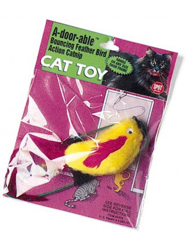 Spot A - Door - Able Bouncing Plush Bird with Feather Tail Cat Toy Multi - Color 4.5 in - Pets Perfect