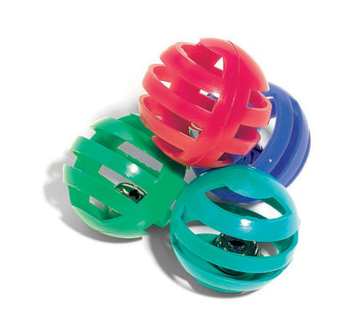 Spot Slotted Ball Cat Toy Multi-Color 4 ct
