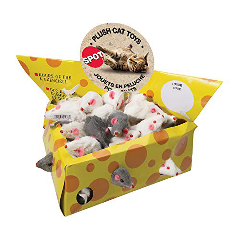 Spot Ethical Plush Mice 2 in - Cheesebox 60 ct
