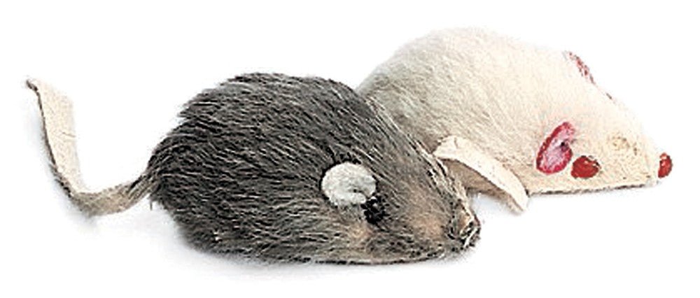 Spot Plush Mice Rattle and Catnip Cat Toy Assorted 4.5 in 2 Pack - Pets Perfect