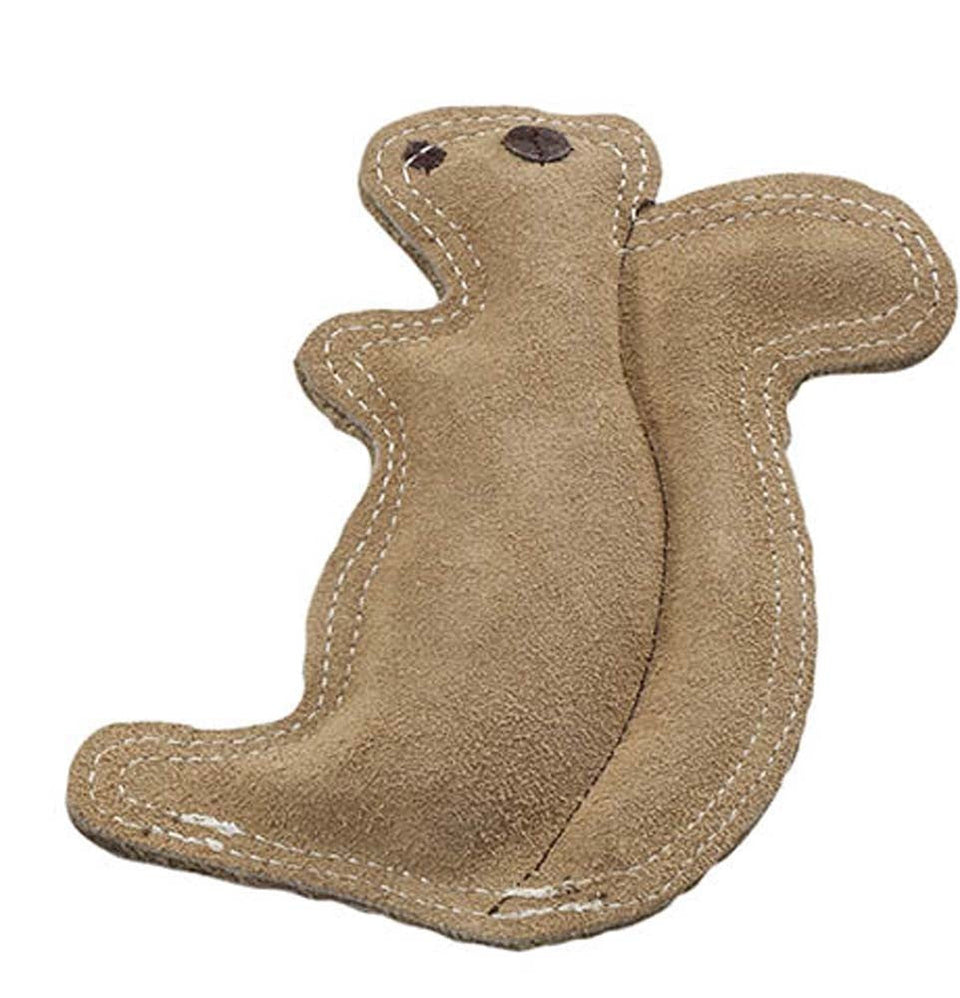 Dura-Fused Leather & Jute Dog Toy Squirrel, Tan Small