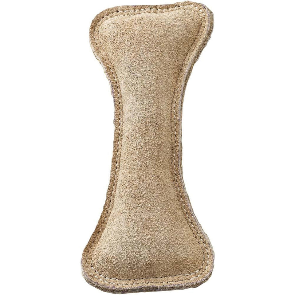Dura-Fused Leather Bone Dog Toy, Brown, 9 in
