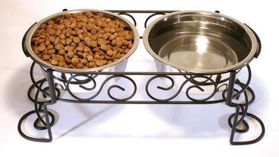Spot Mediterranean Double Diner Dog Bowl, Silver, 2 qt