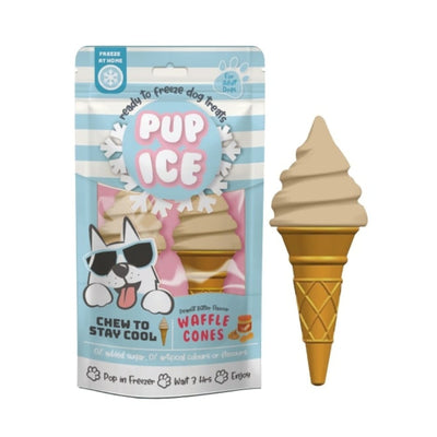 Pup Ice Waffle Cone Vanilla/Peanut Butter 2 ct - Pets Perfect