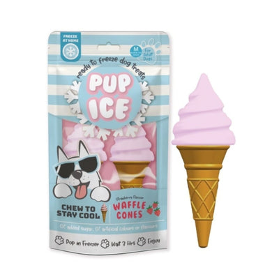 Pup Ice Waffle Cone Strawberry 2 ct - Pets Perfect