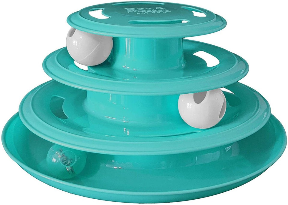 Doc and Phoebe Forever Fun Treat Track Cat Treat Dispenser Blue 5.25