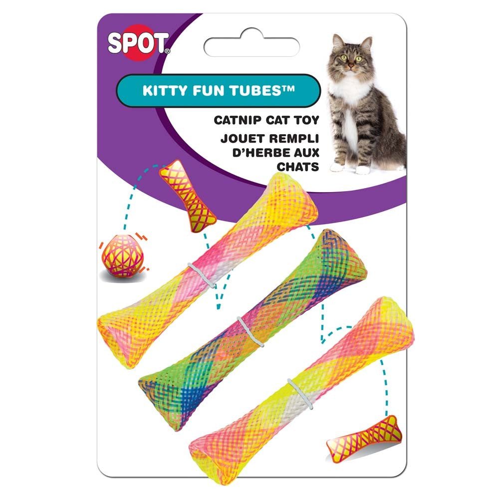 Spot Kitty Fun Tubes Catnip Toy Assorted 3.25 in 3 Pack - Pets Perfect