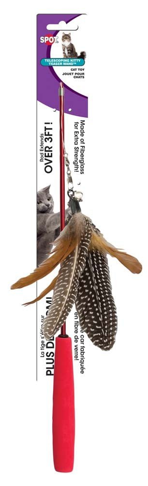 Spot Telescoping Kitty Teaser Wand Cat Toy Assorted 36 in - Pets Perfect