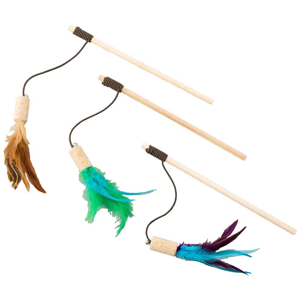 Spot Cat - Bernet Cork Teaser Wand Cat Toy Assorted 36 in - Pets Perfect
