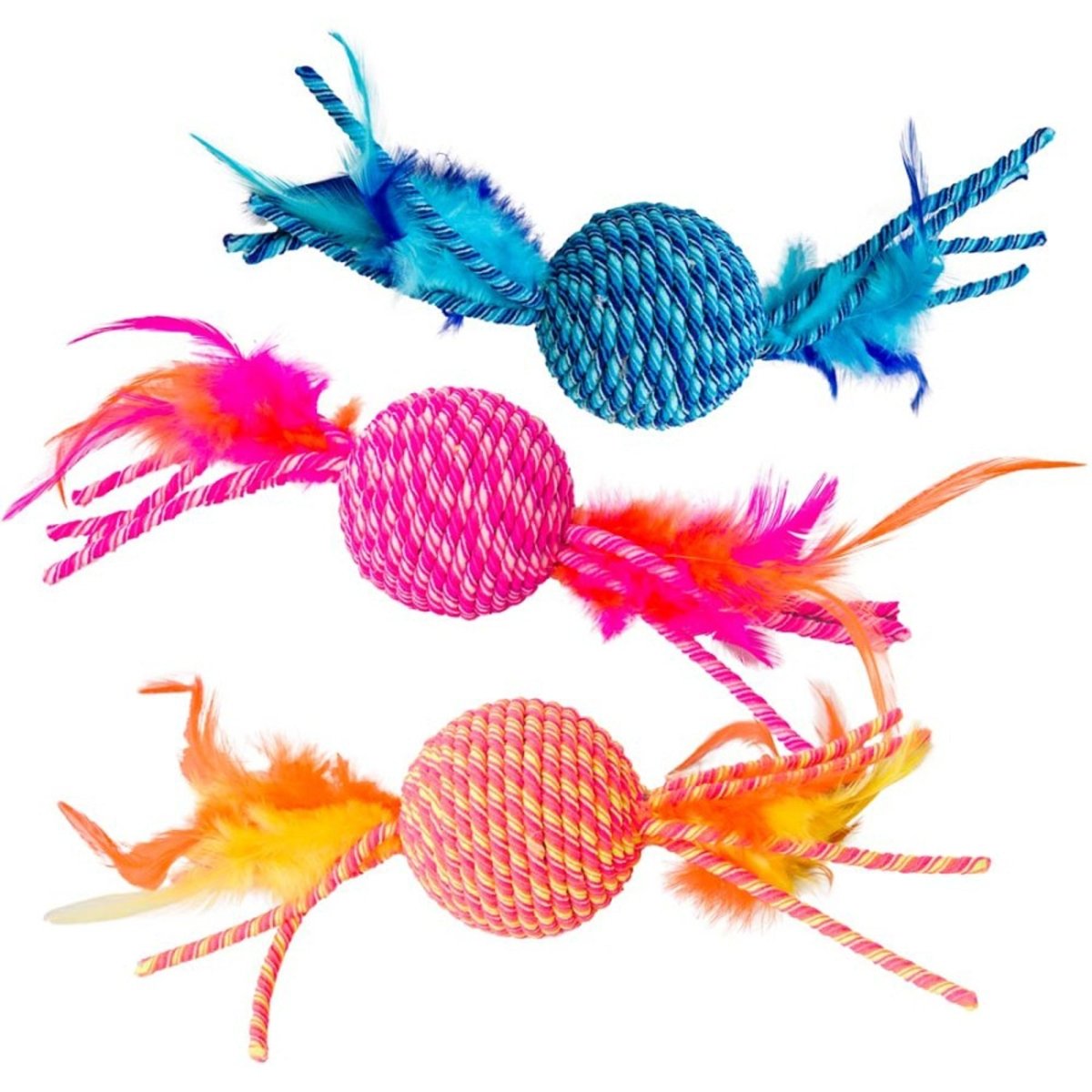 Spot Elasteeez Ball and Feathers Cat Toy Assorted - Pets Perfect