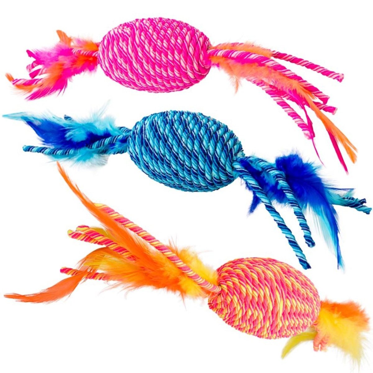 Spot Elasteeez Roller & Feathers Cat Toy Assorted - Pets Perfect