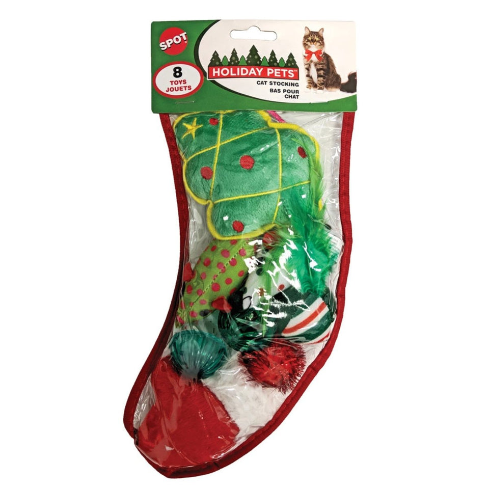 Spot Holiday Cat Stocking by Ethical Pet, Medium - 8-Piece Set