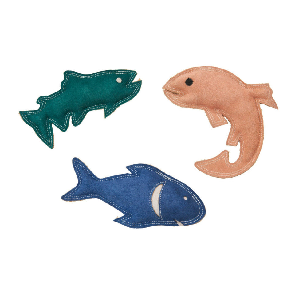 Spot Dura-fuse Leather Fish Dog Toy Assorted, 1ea/7 in