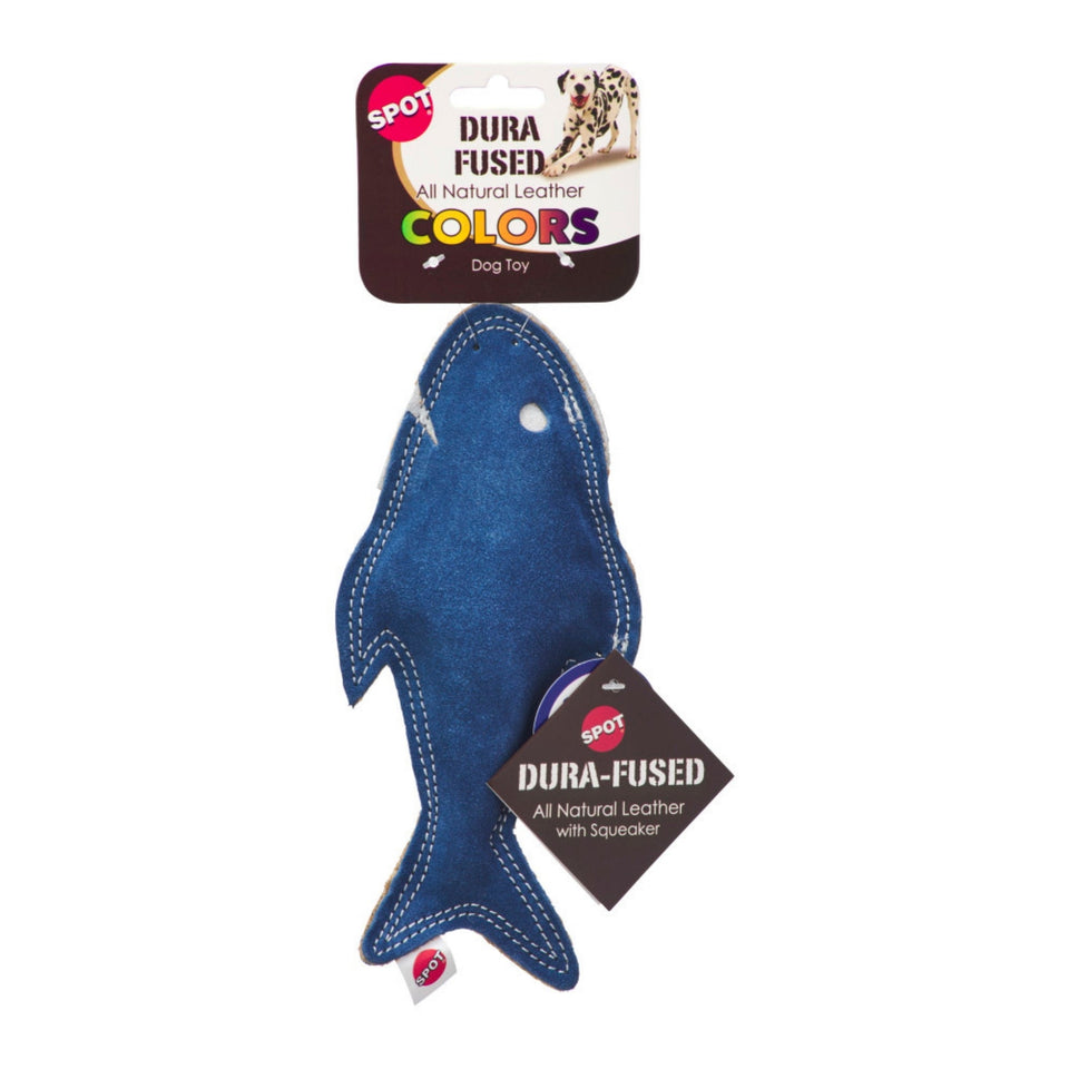 Spot Dura-fuse Leather Fish Dog Toy Assorted, 1ea/7 in