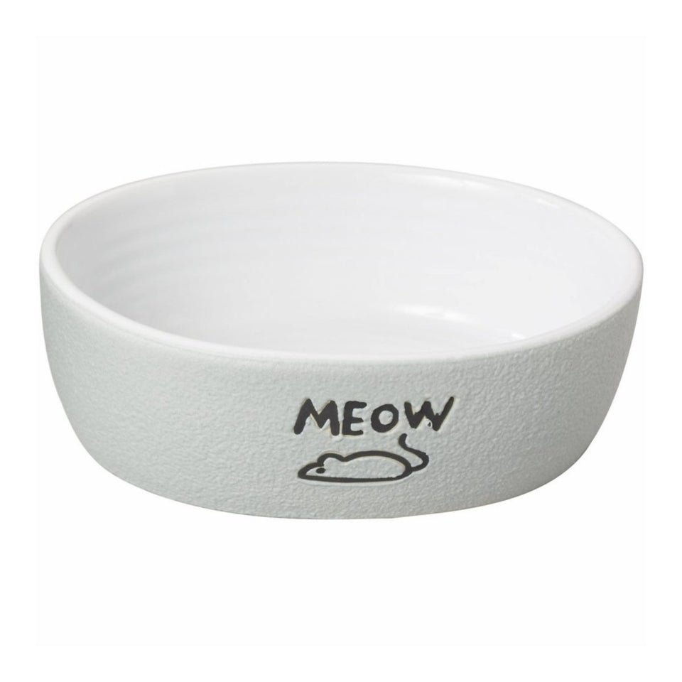 Spot 5" Cat MEOW Gray Nantucket Dish by Ethical Pet