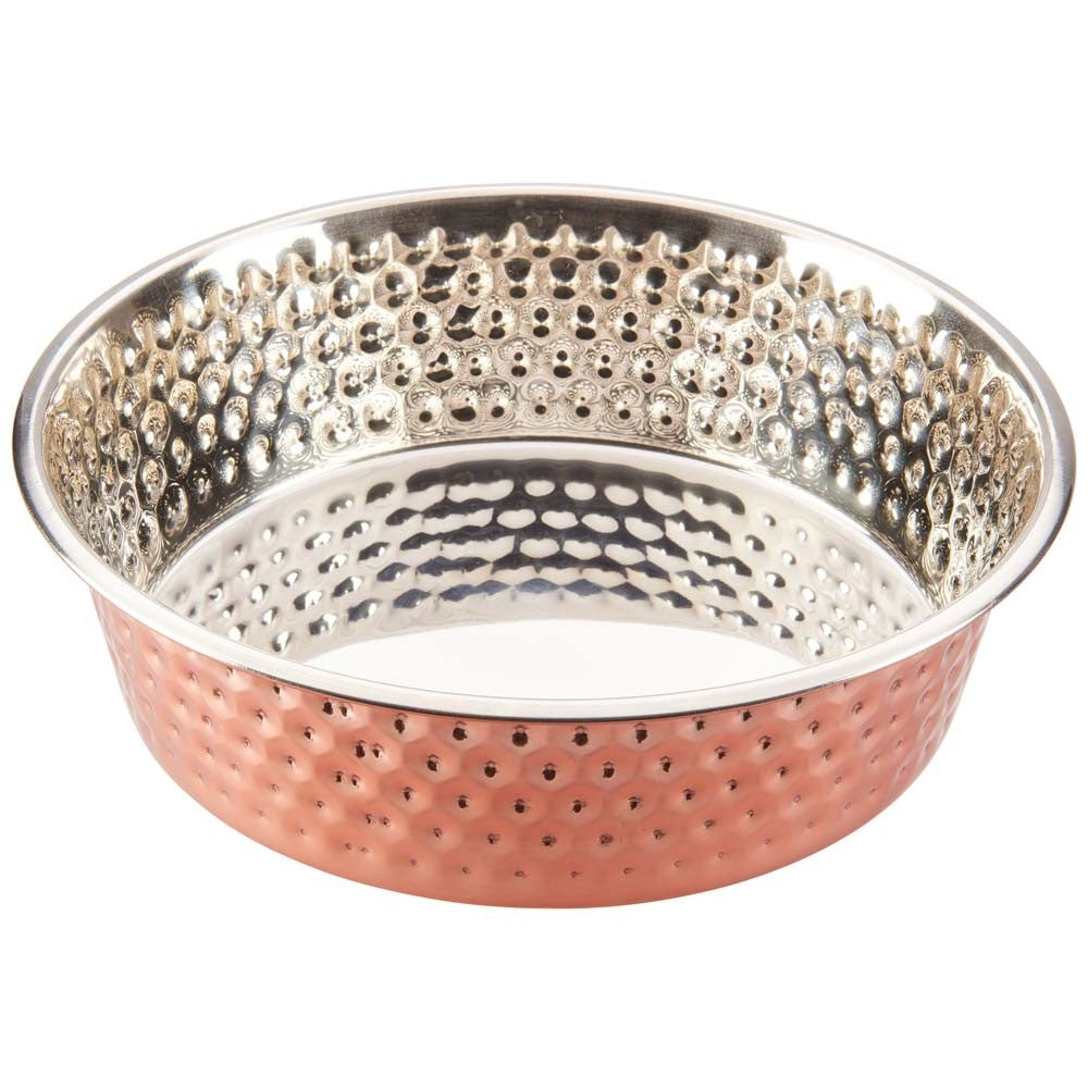 Spot Honeycomb Non Skid Stainless Steel Dog Bowl Hammered Exterior
