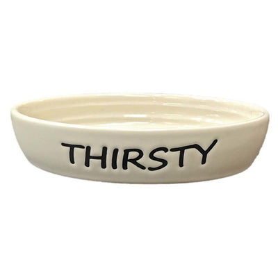 Spot Thirsty Oval Cat Bowl Tan 6 in