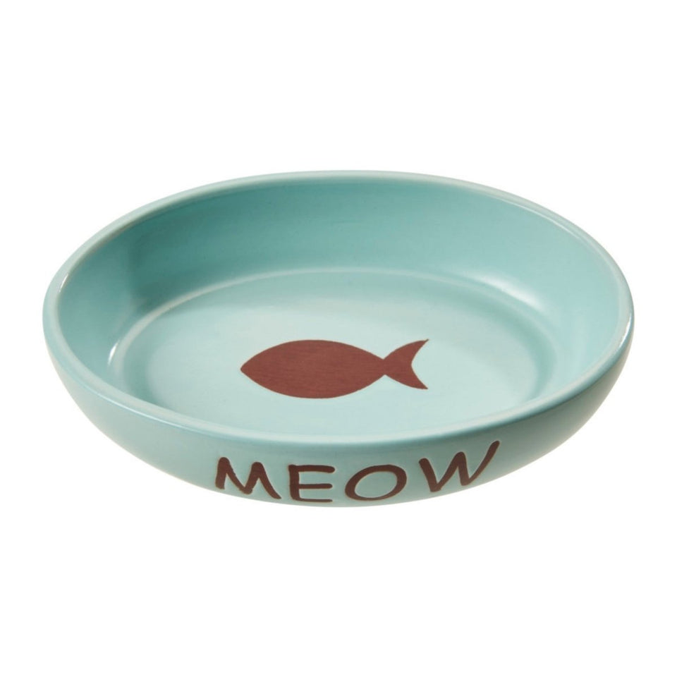 Spot Portofino Oval Cat Dish Sky Blue, 6 in