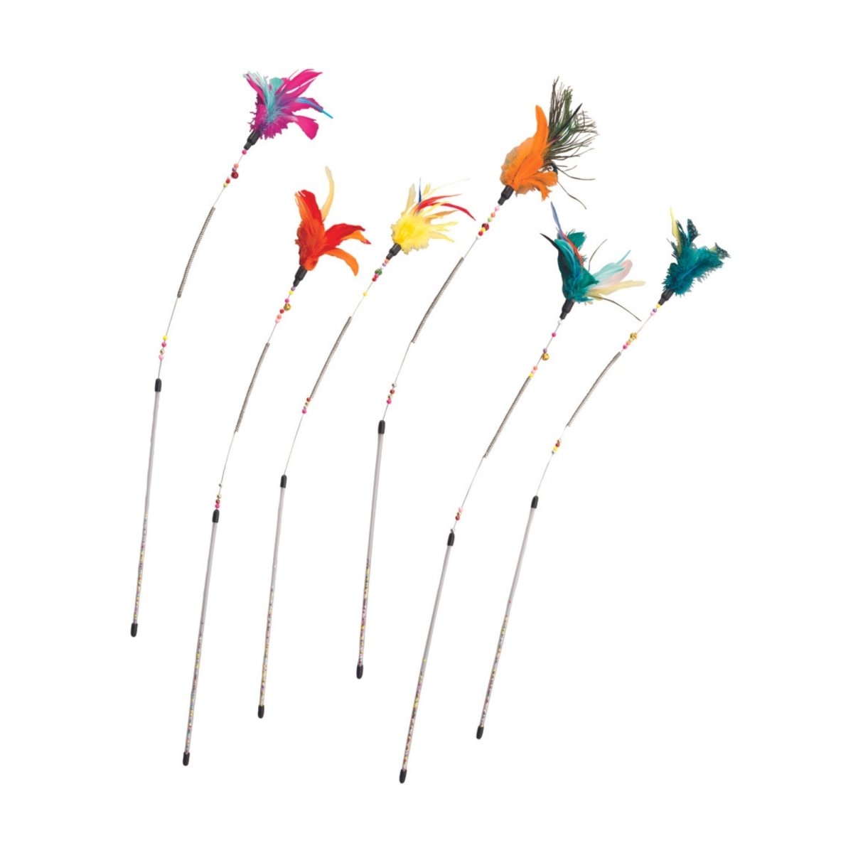 Spot 26" Spring Coil Teaser Wand 6 Pc Assorted - Pets Perfect