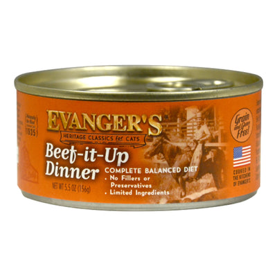 Evanger's Heritage Classic Wet Cat Food Beef It Up 5.5 oz 24 ct