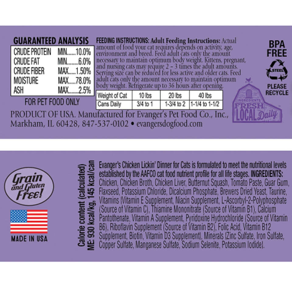Evanger's Heritage Classic Wet Cat Food Chicken Lickin' 5.5 oz 24 ct, view 3