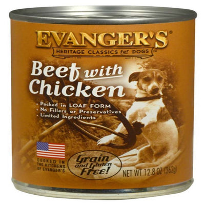 Evanger's Heritage Classic Wet Dog Food Beef with Chicken, 12.8 oz each, Case of 12