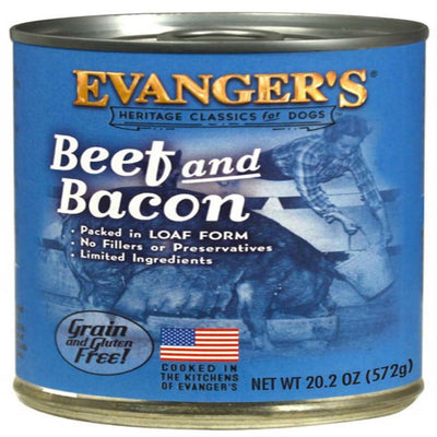 Evanger's Heritage Classic Wet Dog Food Beef & Bacon, 20.2 oz each, Case of 12