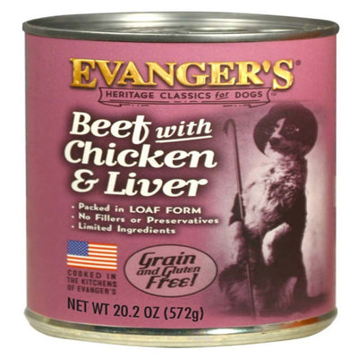 Evanger's Heritage Classic Wet Dog Food Beef, Chicken & Liver, 20.2 oz each, Case of 12