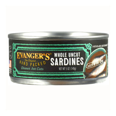 Evanger's Hand Packed Wet Cat Food Whole Uncut Sardines 5.5 oz 24 ct
