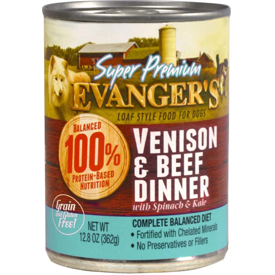 Evanger's Super Premium Limited Ingredient Wet Dog Food Venison/Beef, 12.8 oz each, Case of 12