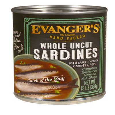 Evanger's Hand Packed Wet Dog Food Whole Uncut Sardines, 12 oz each, Case of 12