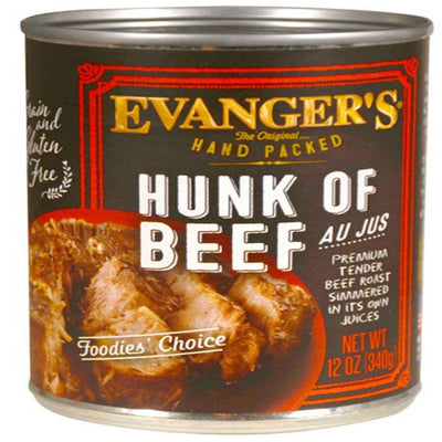 Hunk of Beef can label showing chunks of beef in au jus