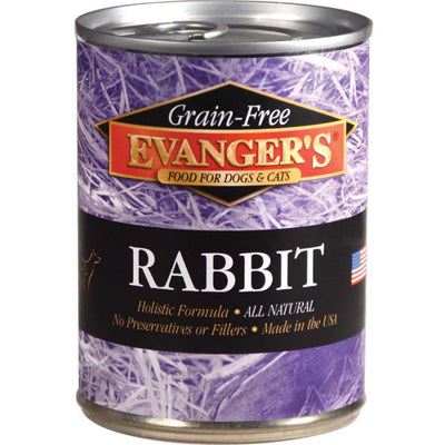 Evanger's Grain-Free Wet Dog & Cat Wet Dog Food Rabbit, 12.8 oz each, Case of 12