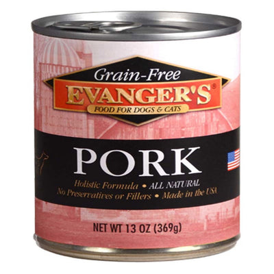 Evanger's Grain-Free Wet Dog & Cat Wet Dog Food Pork, 12.8 oz each, Case of 12