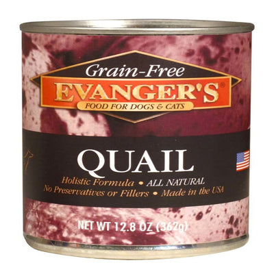 Evanger's Grain-Free Wet Dog & Cat Wet Dog Food Quail, 12.8 oz each, Case of 12