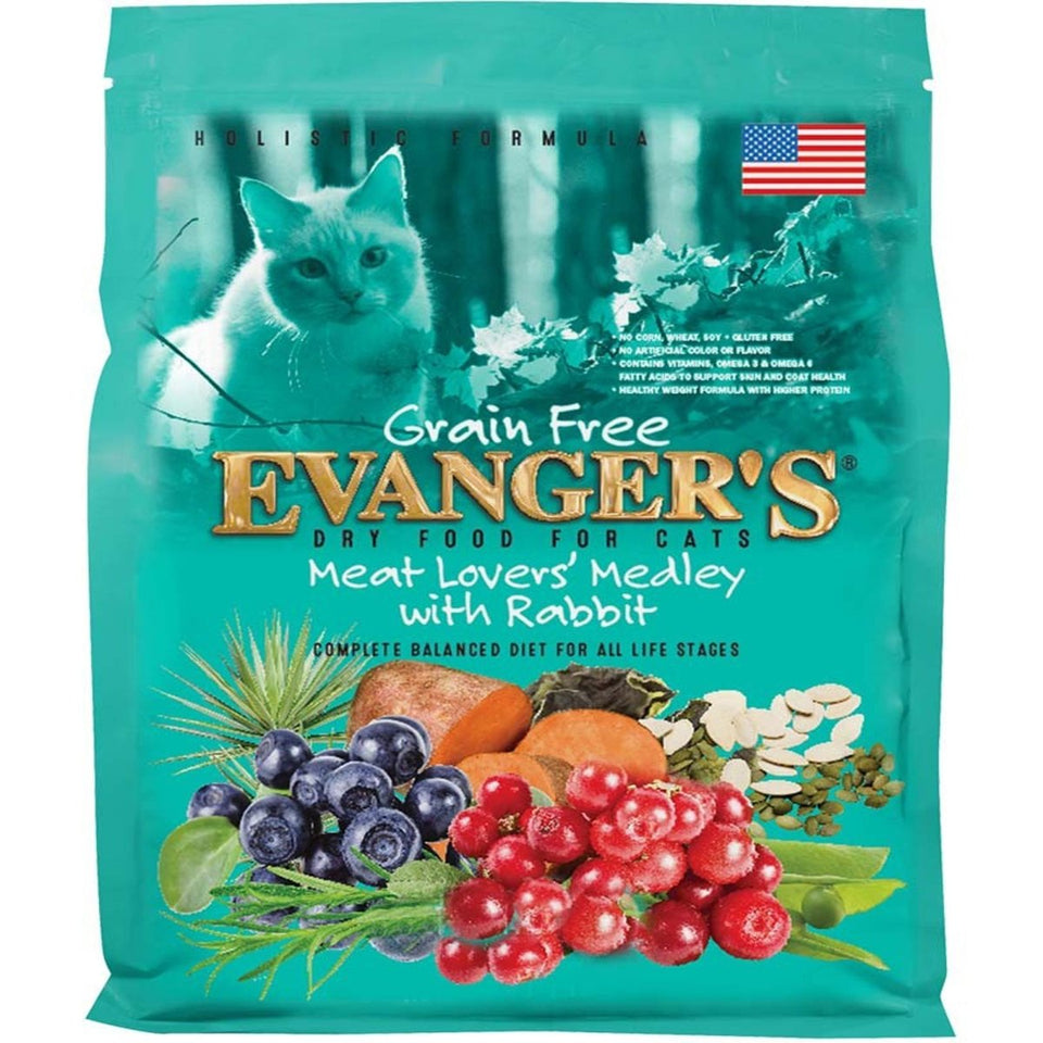 Evanger's Meat Lover's Medley GF Dry Cat Food, Buffalo, Pork & Rabbit
