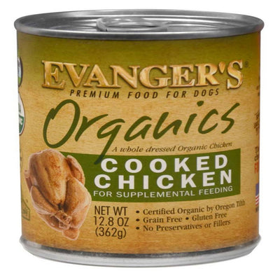 Evanger's Organics Wet Dog Food Cooked Chicken, 12.8 oz each, Case of 12
