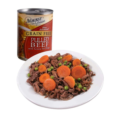 Against the Grain Hand Pulled Adult Wet Dog Food Beef with Gravy, 12 oz