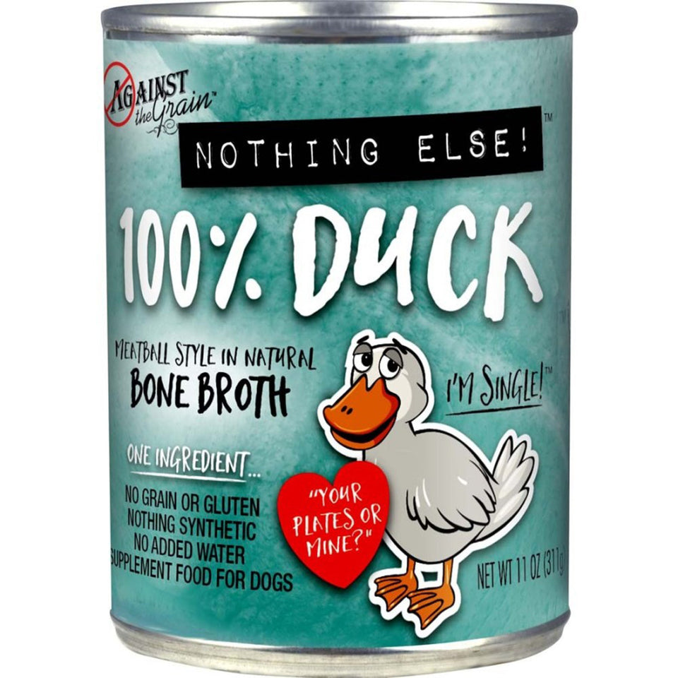 Against the Grain duck can with a cartoon duck character holding a heart