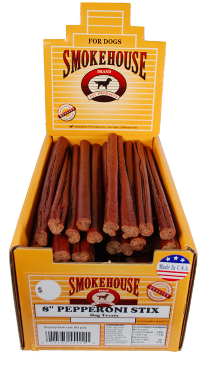 Smokehouse USA Made Pepperoni Stix Dog Treats 8 in, 60 ct