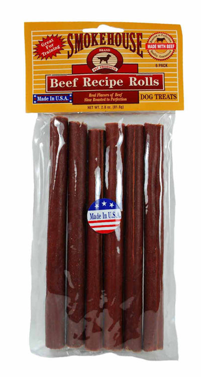 Smokehouse USA Made Beefy Rolls Dog Treats, 2.8 oz, 6 ct