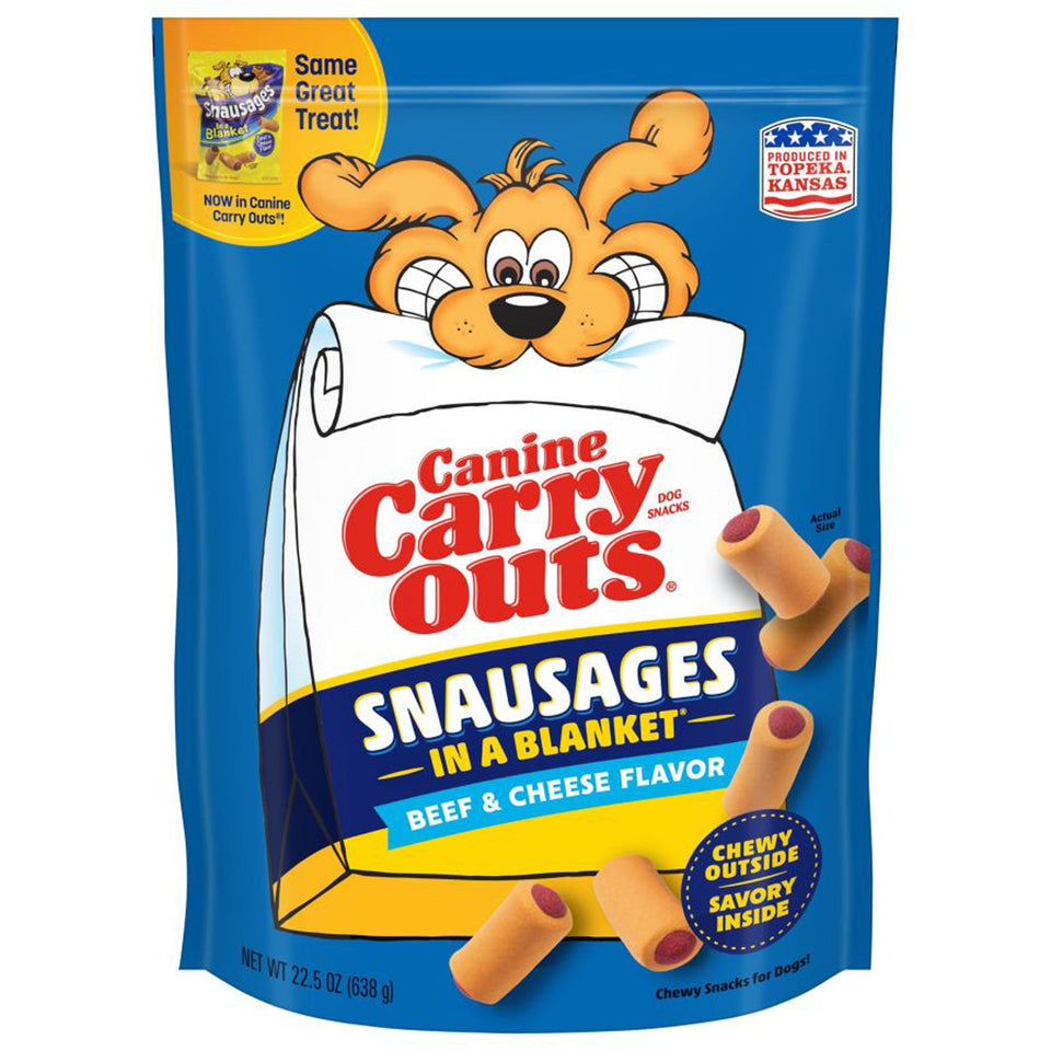 Canine Carry Outs Snausages in a Blanket Dog Treats Beef & Cheese 22.5