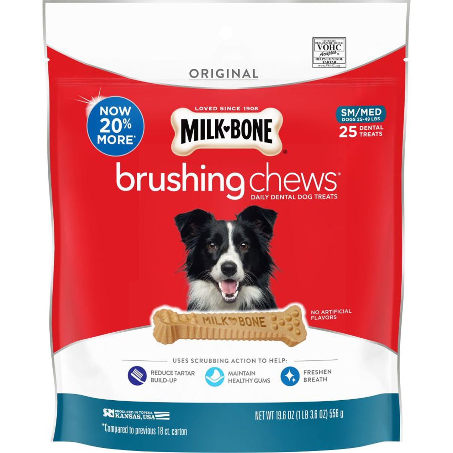 Milk-Bone Brushing Chews Dog Treat Original Small/Medium, 25-49 lb