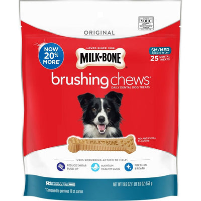 Milk-Bone Brushing Chews Dog Treat Original Small/Medium, 25-49 lb, 25 ct - Pets Perfect